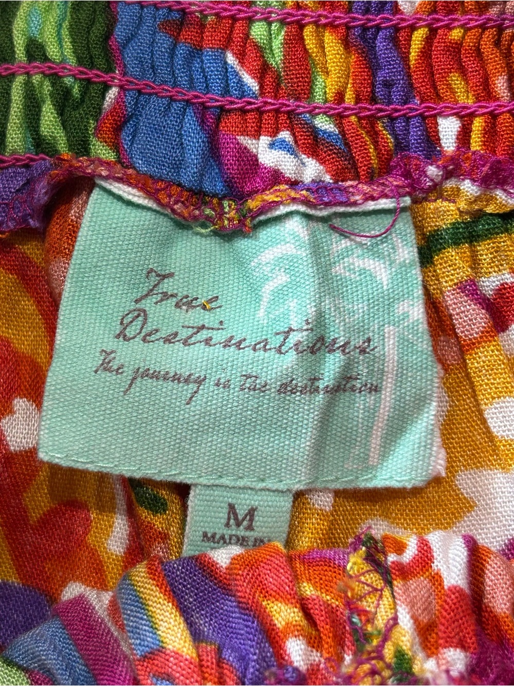True Destinations Tropical Vibrant Super Wide Leg Palazzo Pants Resortwear Sz M - Picture 3 of 12